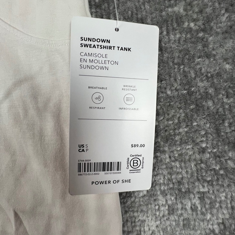 Athleta Sundown Sweatshirt Tank Hooded Sleeveless Oatmeal Beige Small NEW